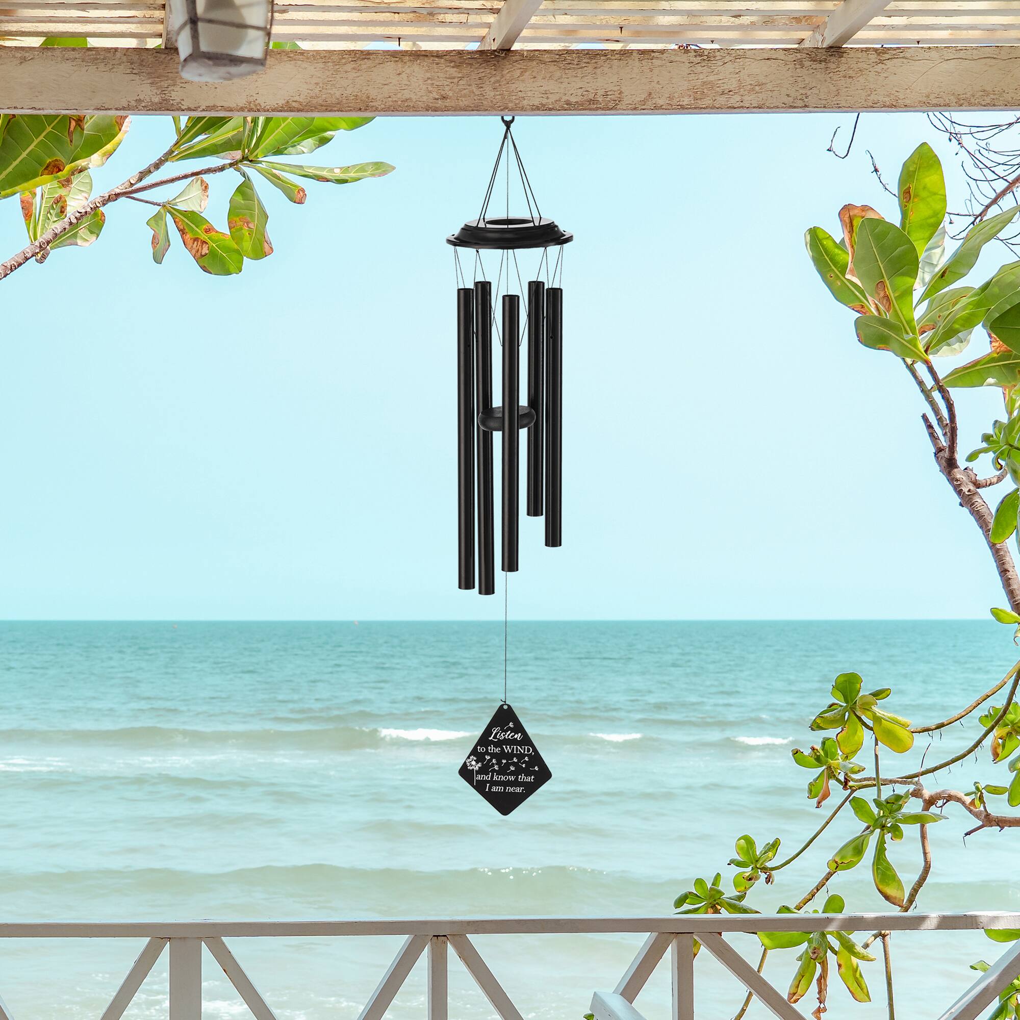 Glitzhome® 38" Matte Black Metal Black Windchime